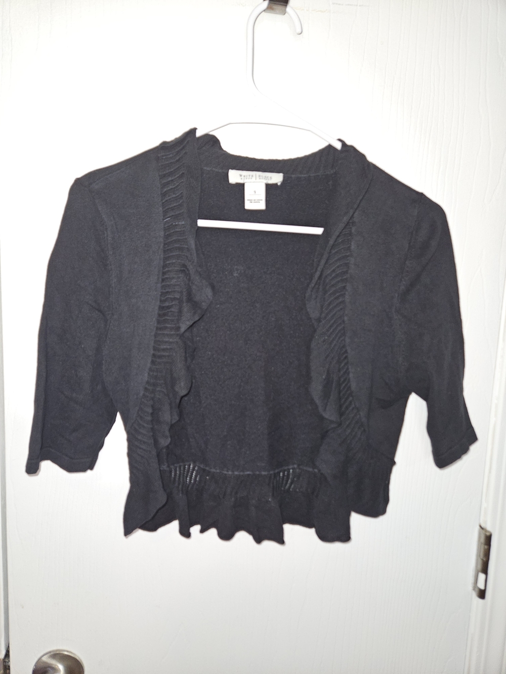 White House Black Market Black Ruffle-Trim Bolero Cardigan